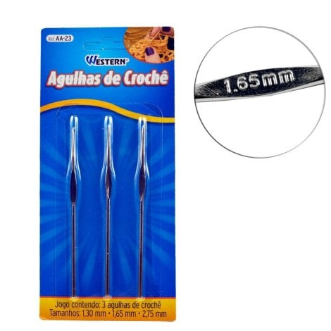 Agulha de Crochê Aço 3 Peças